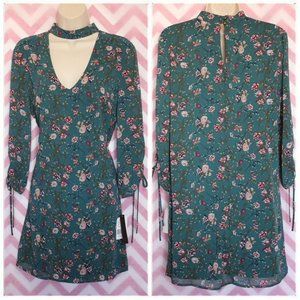 Gorgeous Green Floral Tunic Dress Size M